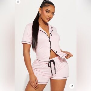 Fashion nova Women's Pink Button-Up Sleepwear Set